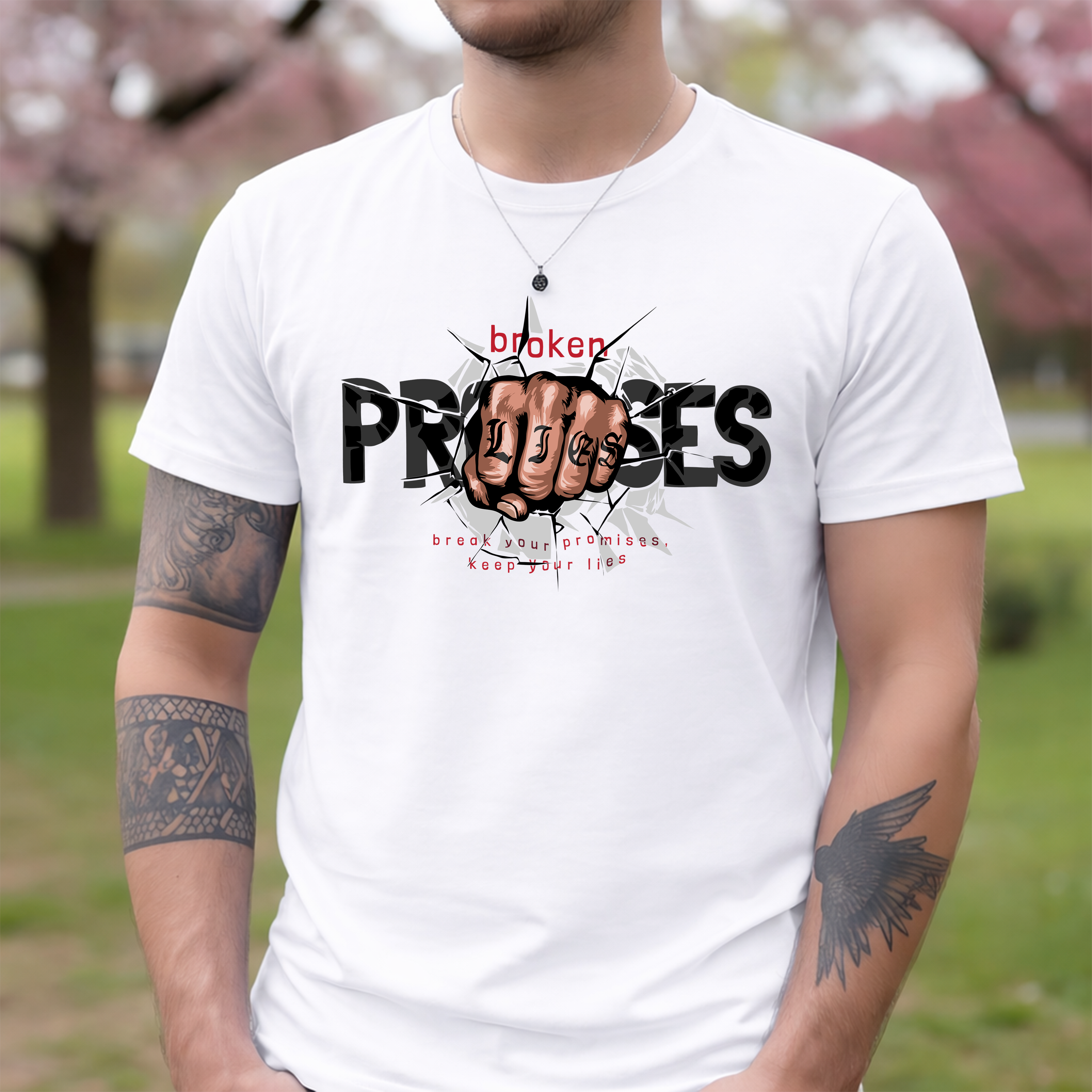 Tricou bărbați bumbac 100% regular fit – model Broken