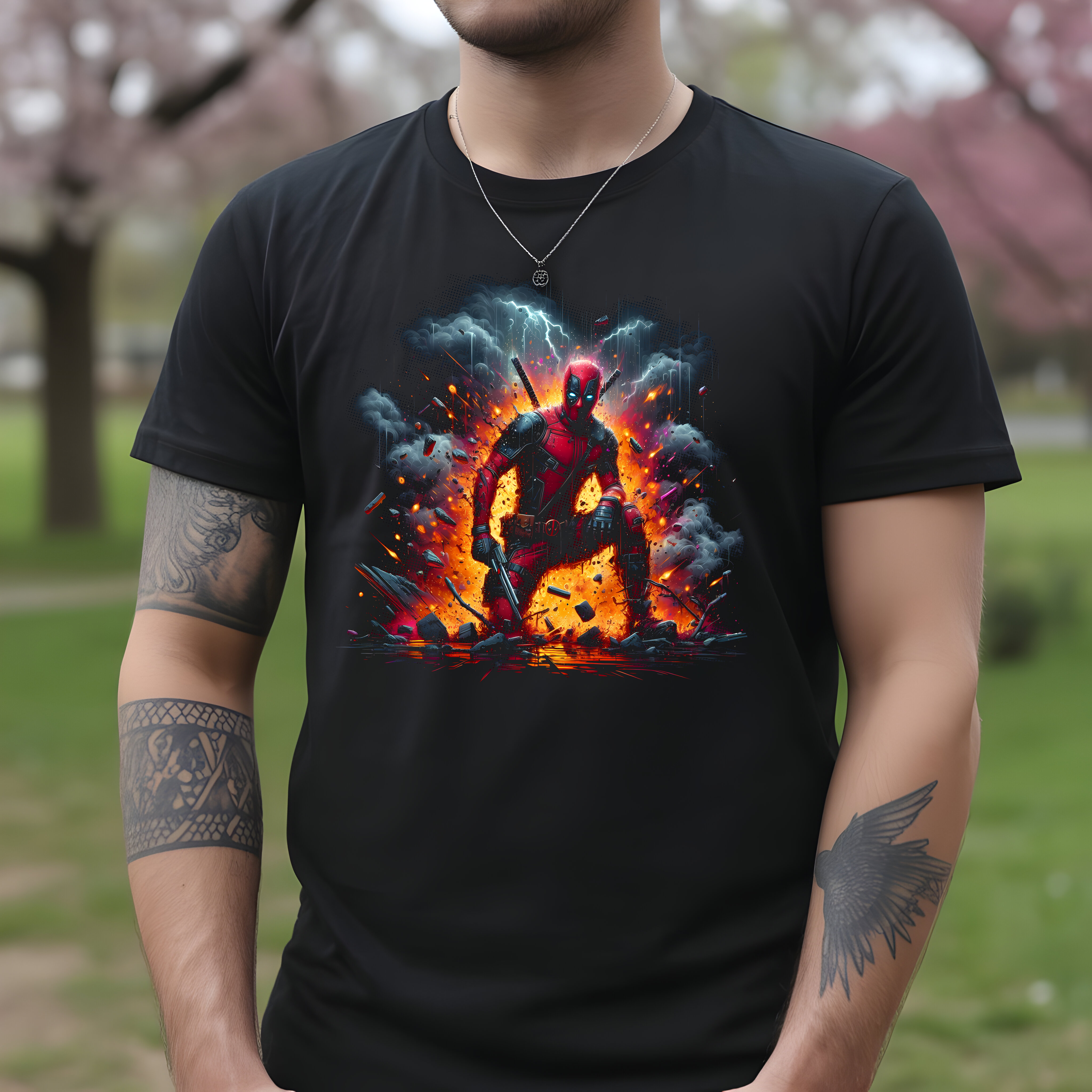 Tricou bărbați bumbac 100% regular fit – model Deadpool