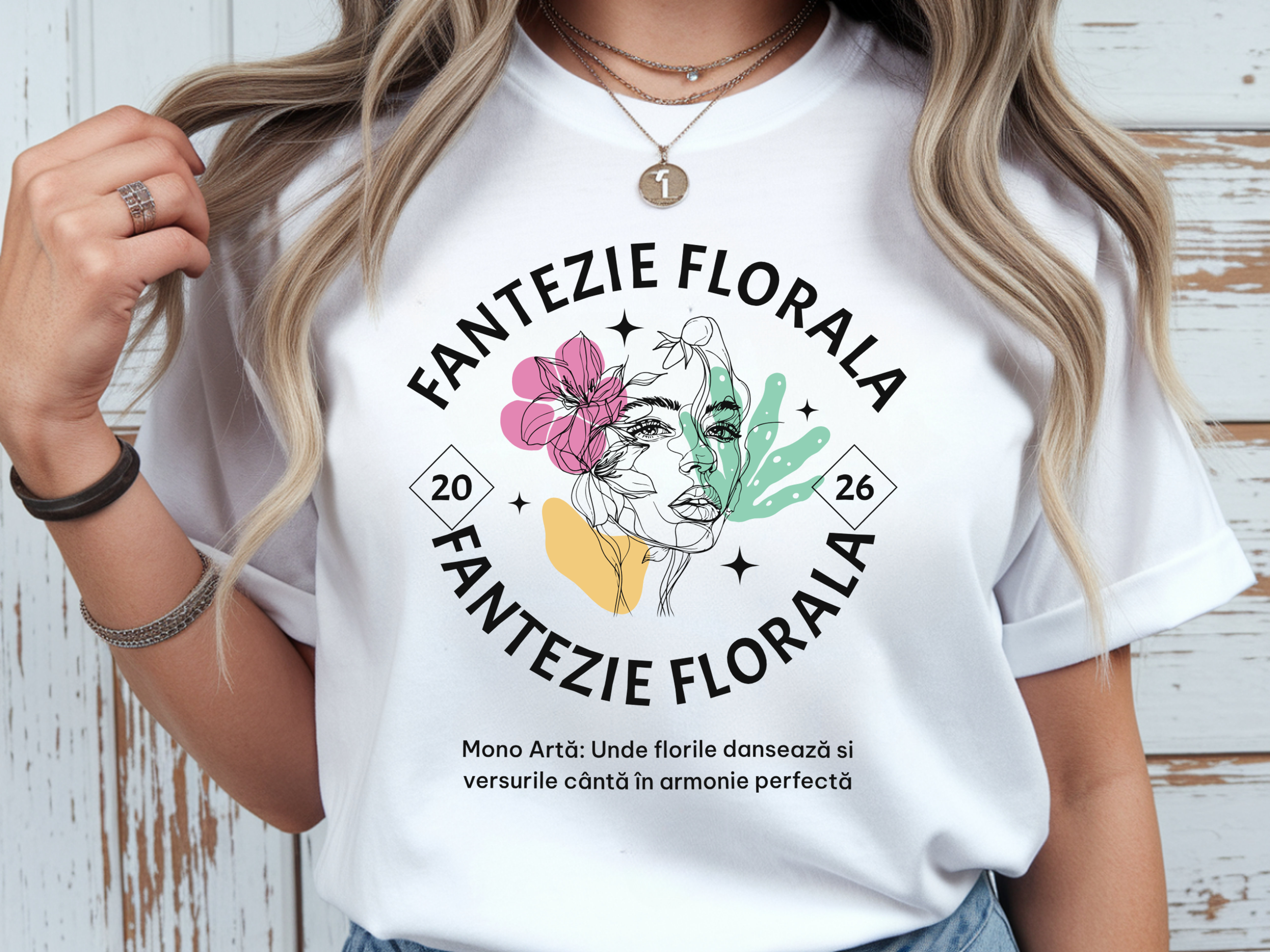 Tricou de damă oversize din bumbac 100% – model Fantezie Florala