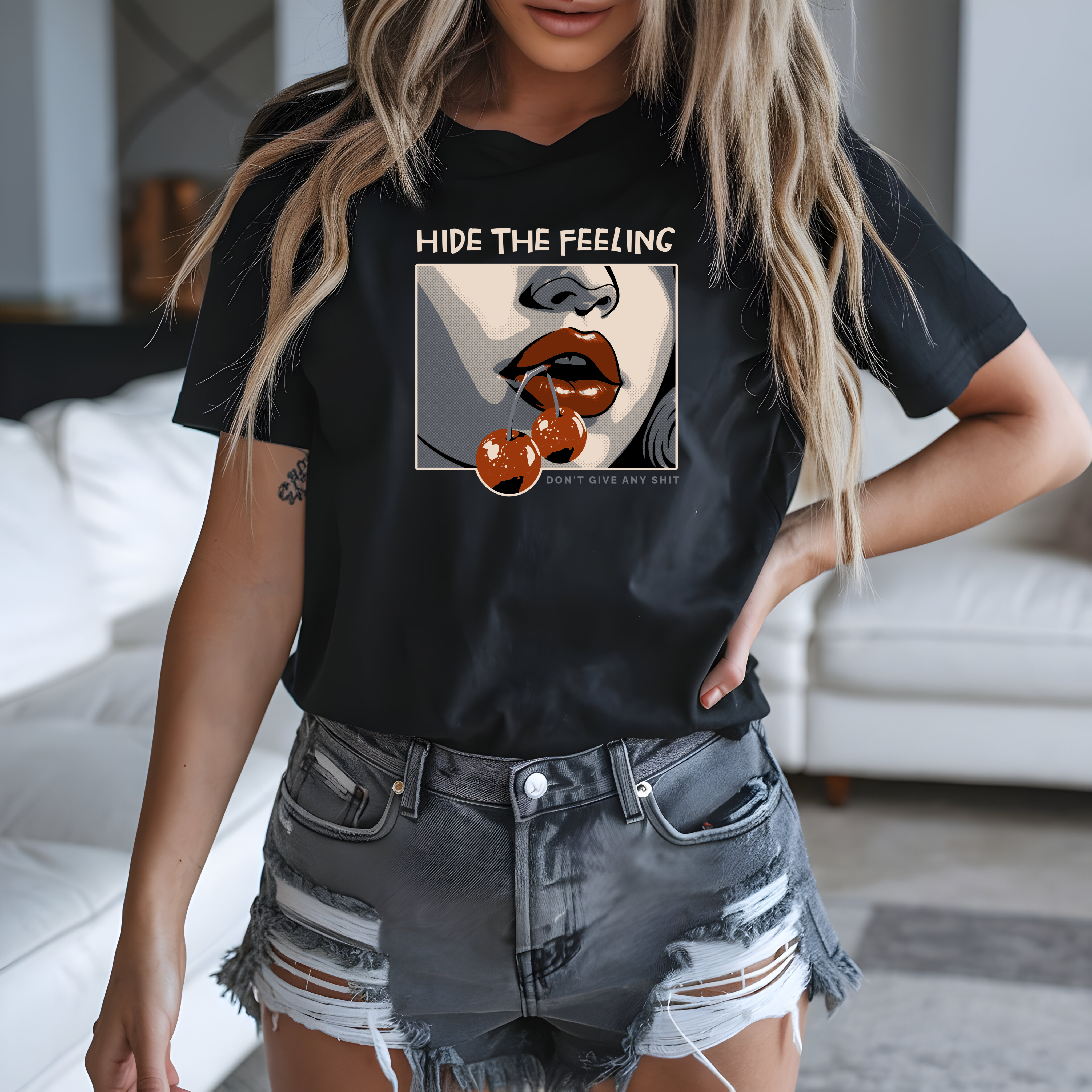Tricou de damă din bumbac 100% – model Hide feeling