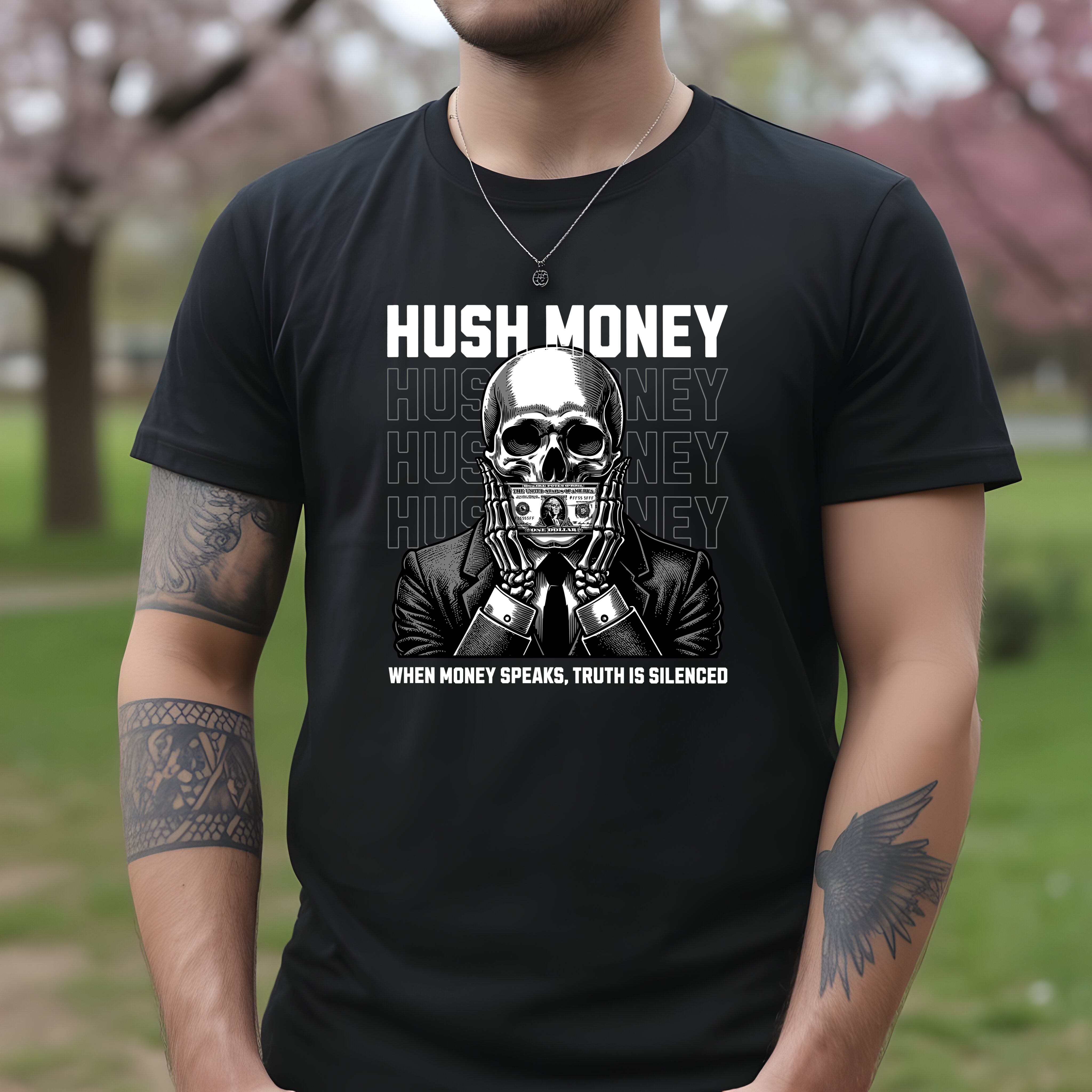 Tricou bărbați bumbac 100% regular fit – model Hush Money