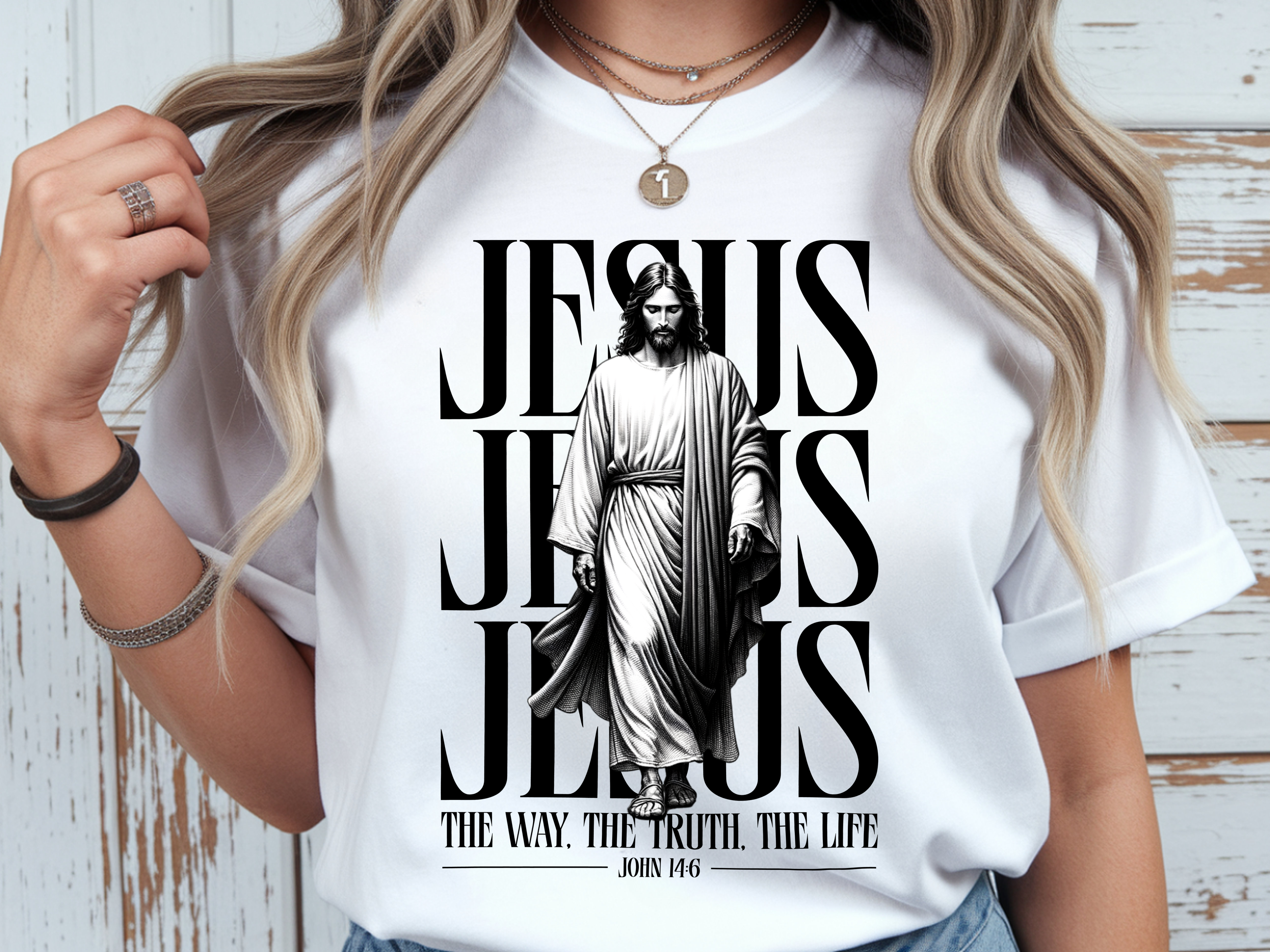 Tricou de damă oversize din bumbac 100% – model Jesus