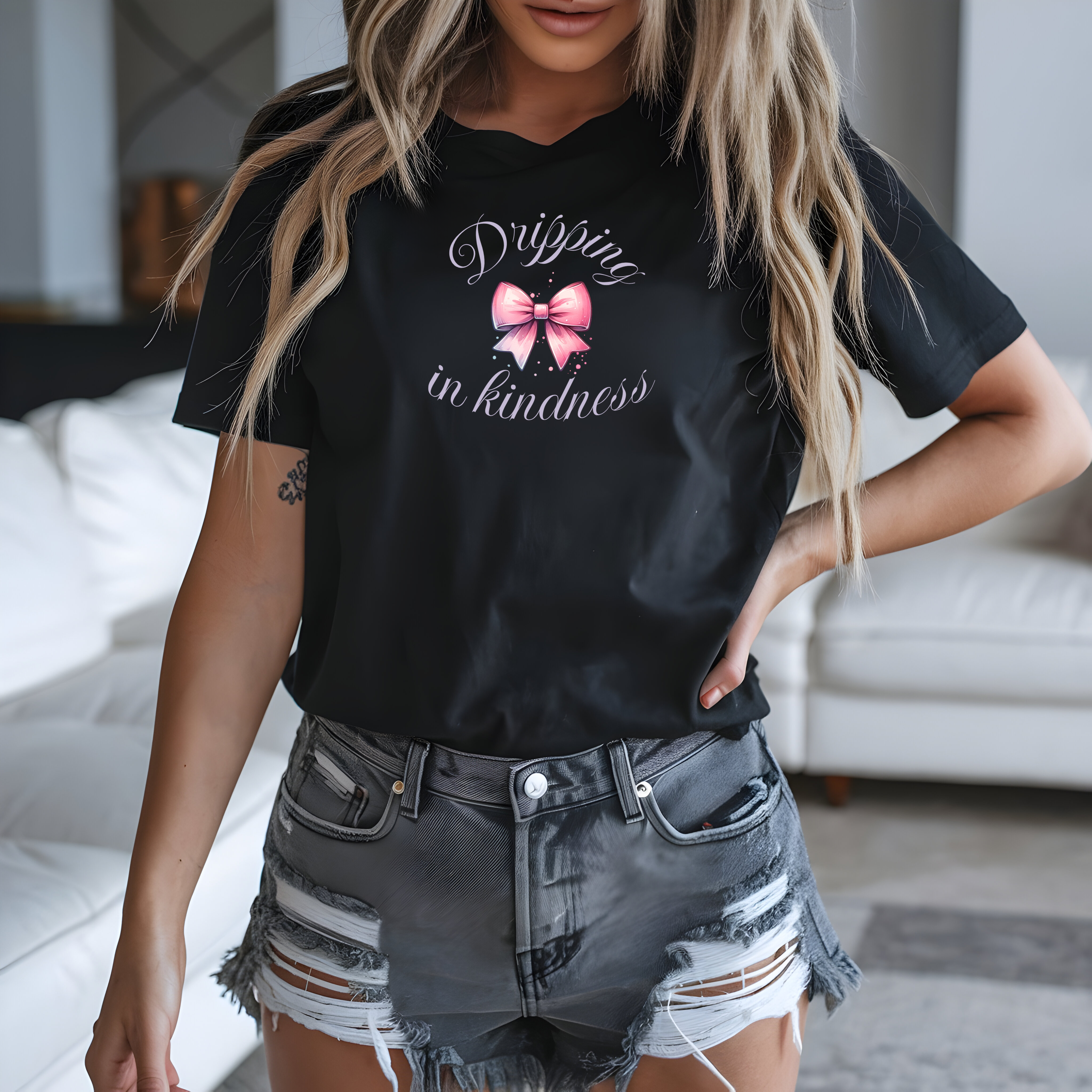 Tricou de damă oversize din bumbac 100% – model Kindness