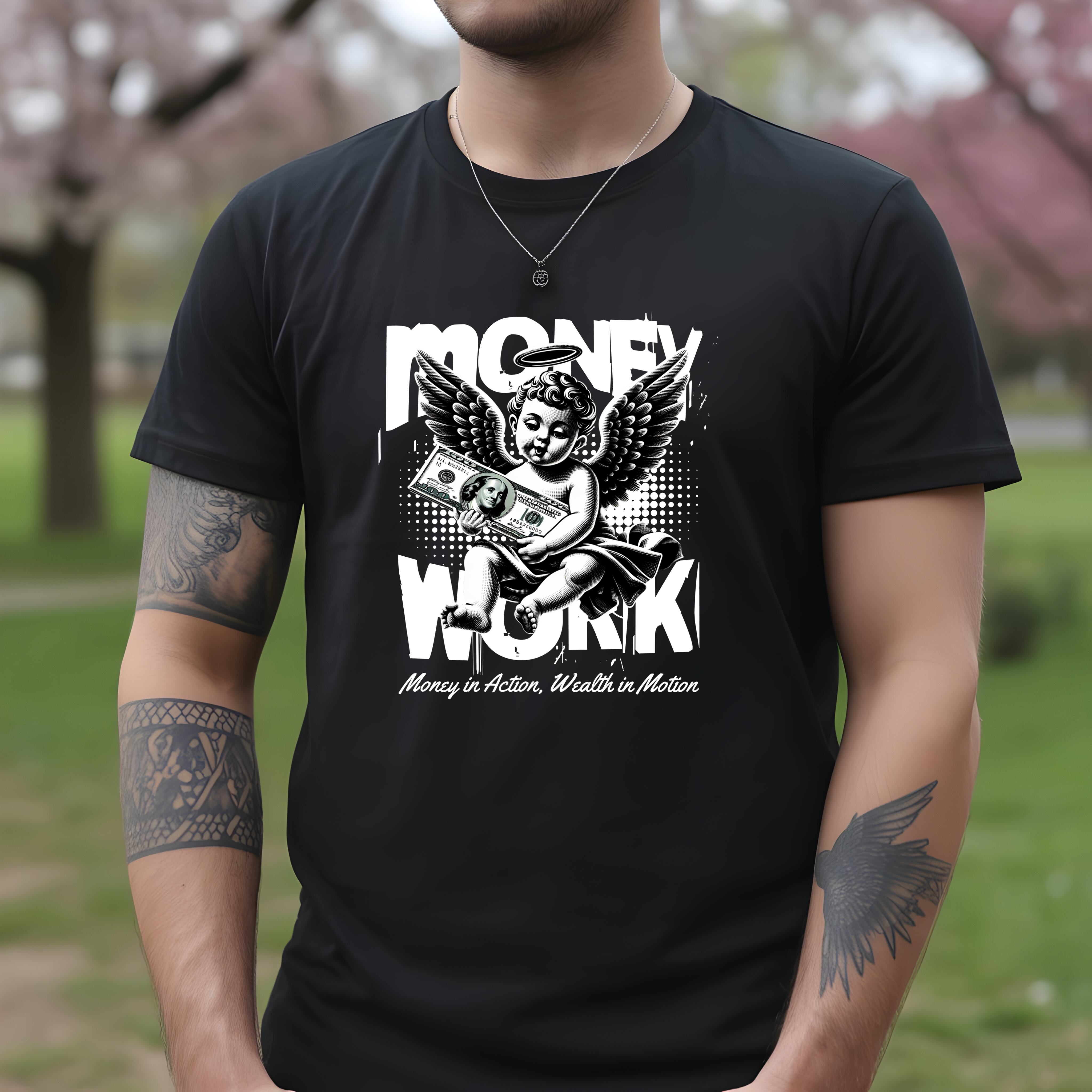 Tricou bărbați bumbac 100% regular fit – model Money Work