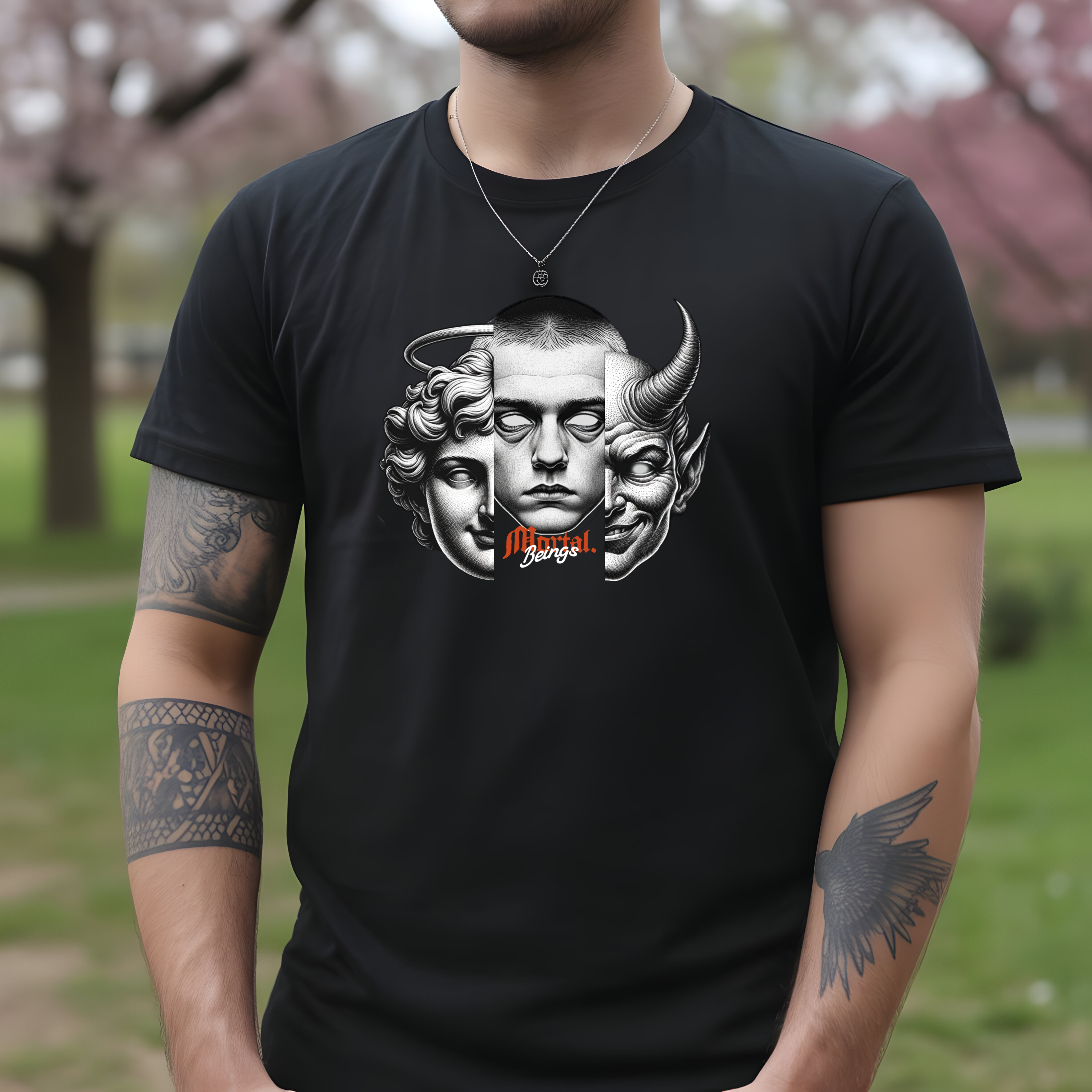 Tricou bărbați bumbac 100% regular fit – model Mortal Beings