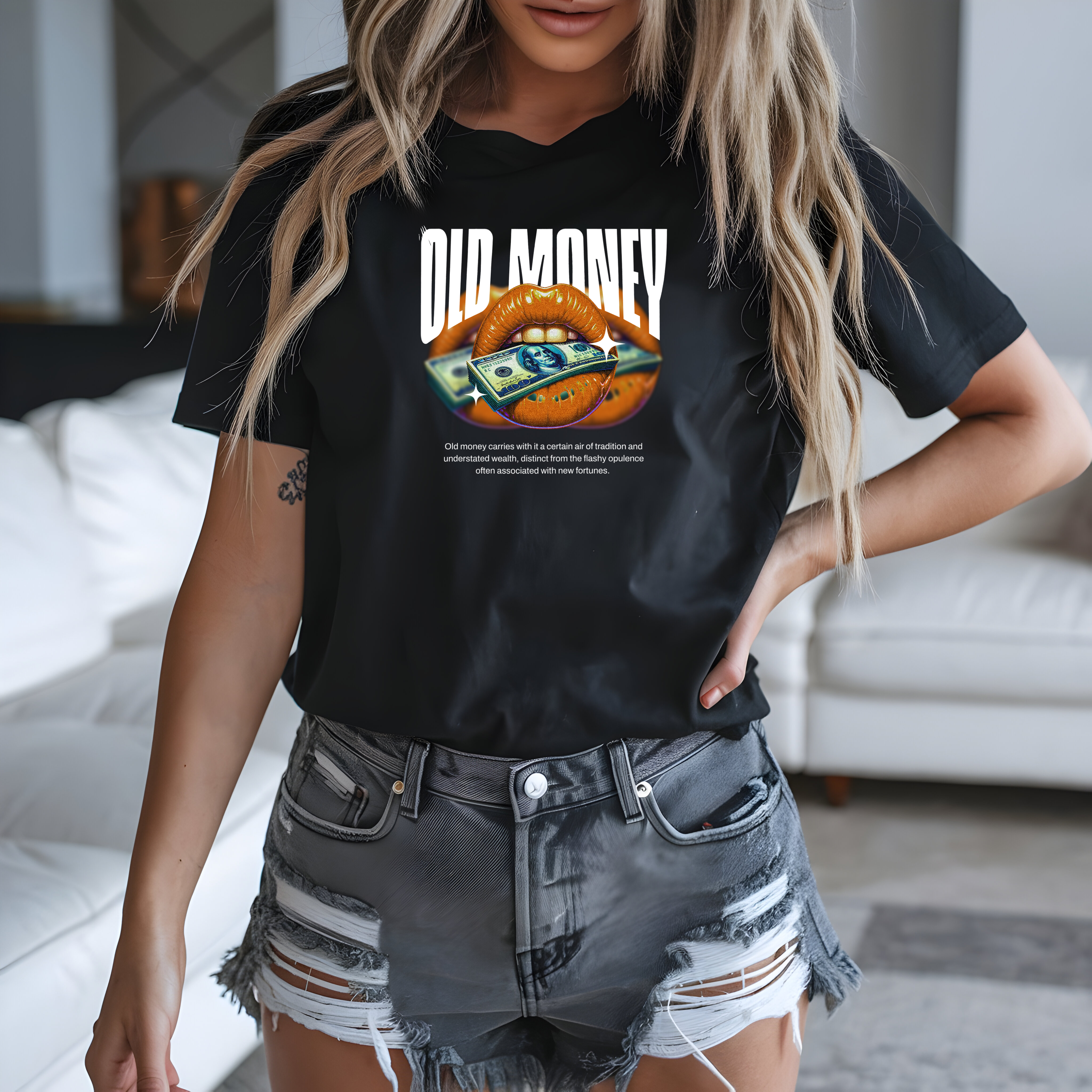 Tricou de damă din bumbac 100% – model Old Money