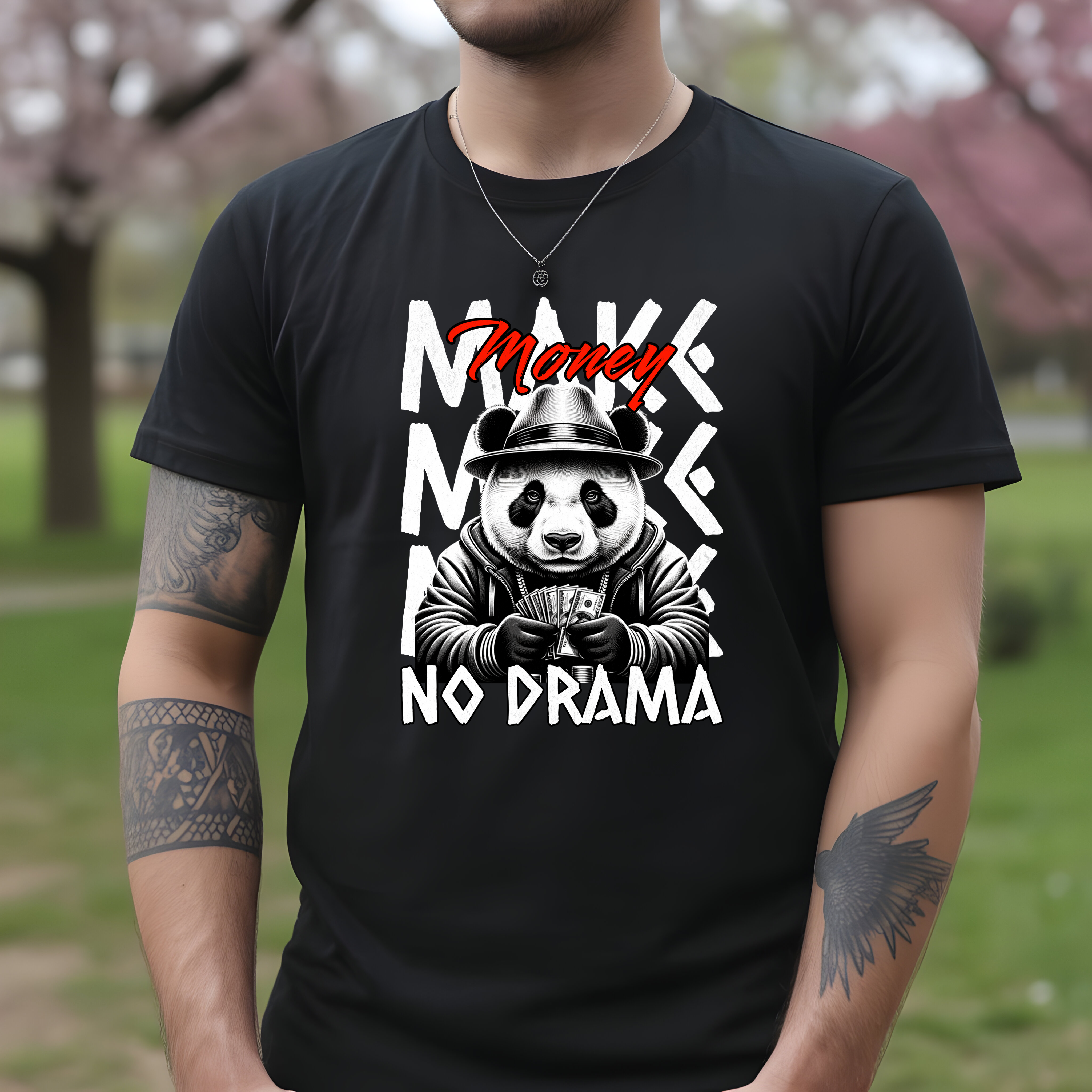Tricou bărbați bumbac 100% regular fit – model Panda No Drama