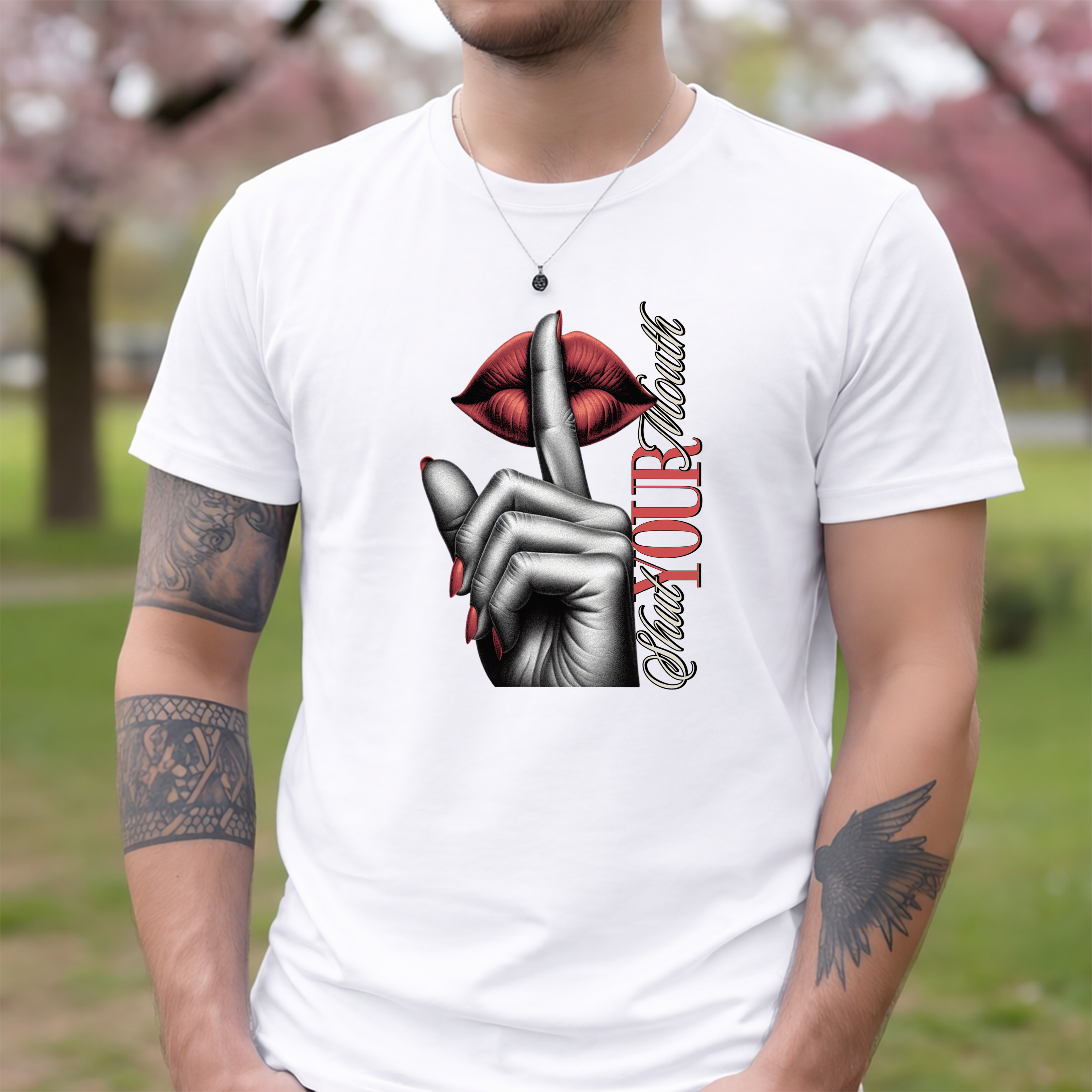 Tricou bărbați bumbac 100% regular fit – model Shut your mouth