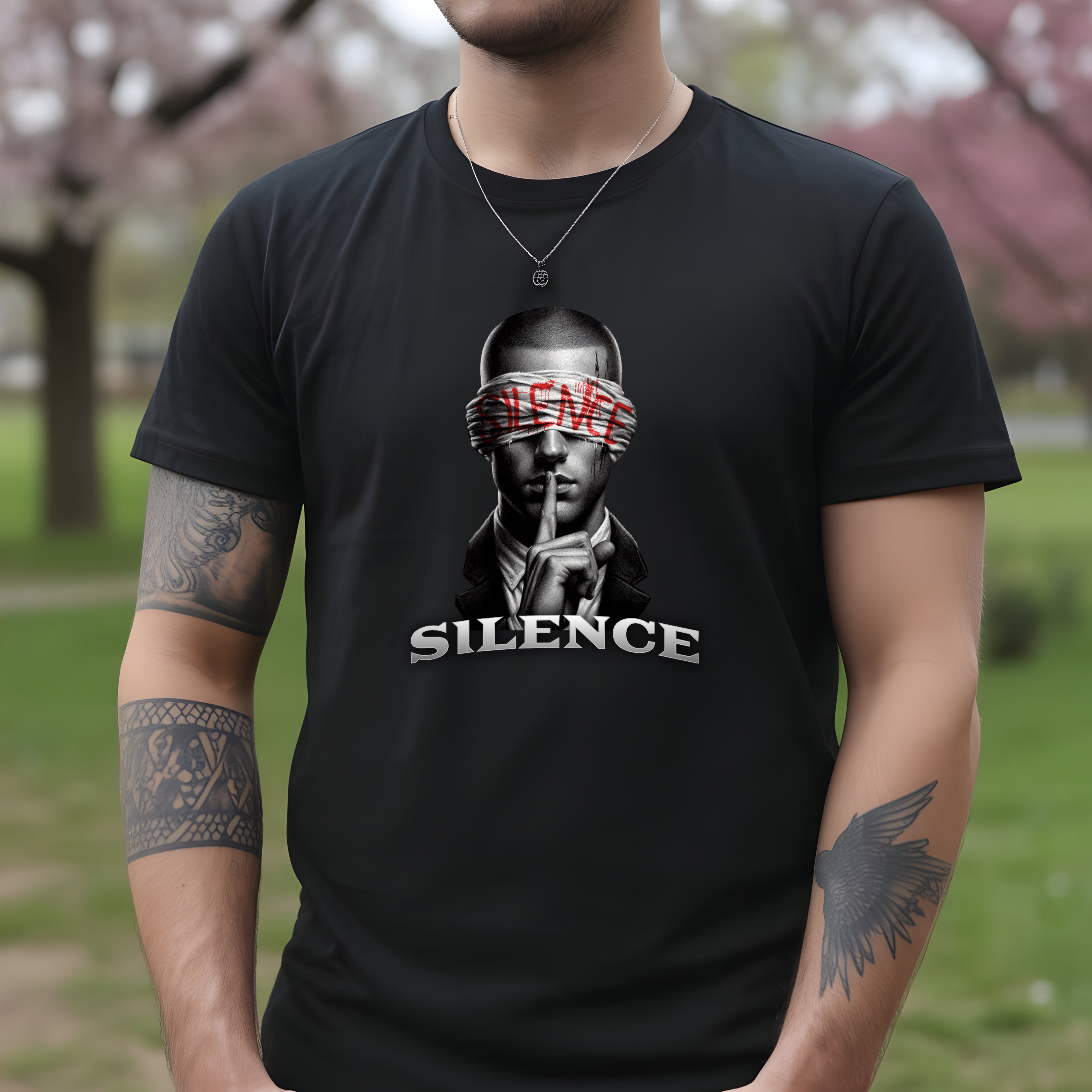 Tricou bărbați bumbac 100% regular fit – model Silence
