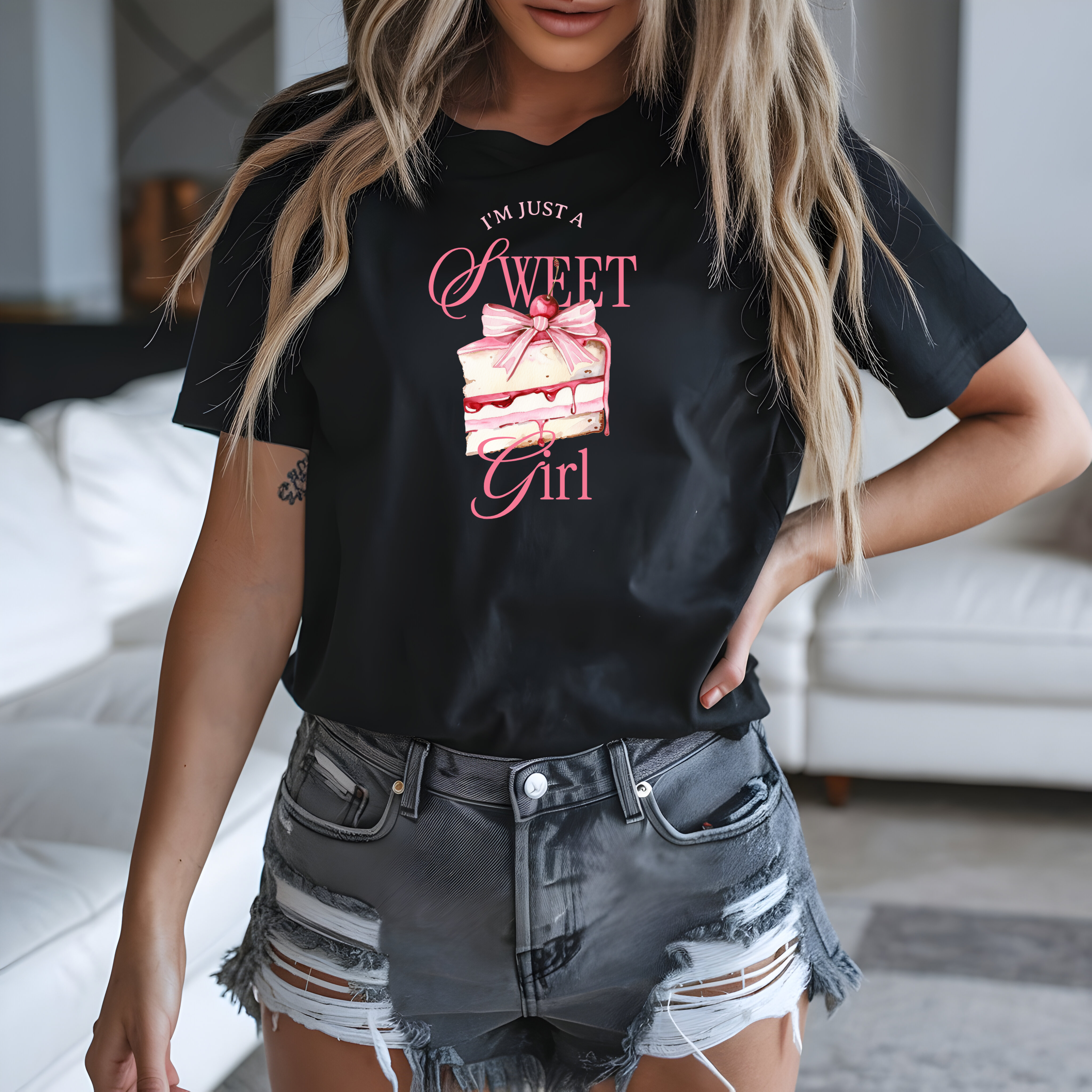 Tricou de damă din bumbac 100% – model Sweet girl cake