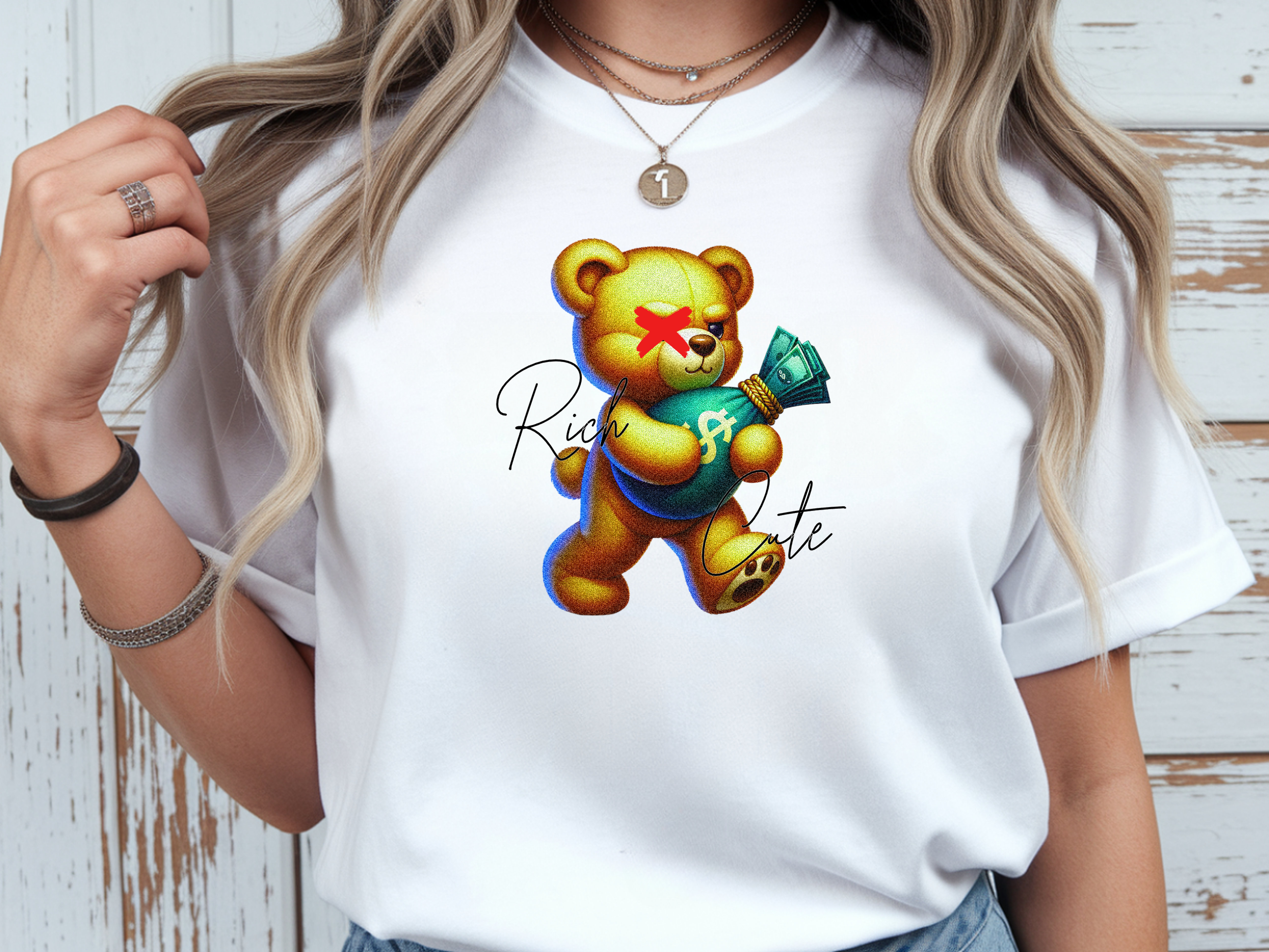 Tricou de damă oversize din bumbac 100% – model Teddy Bear Rich
