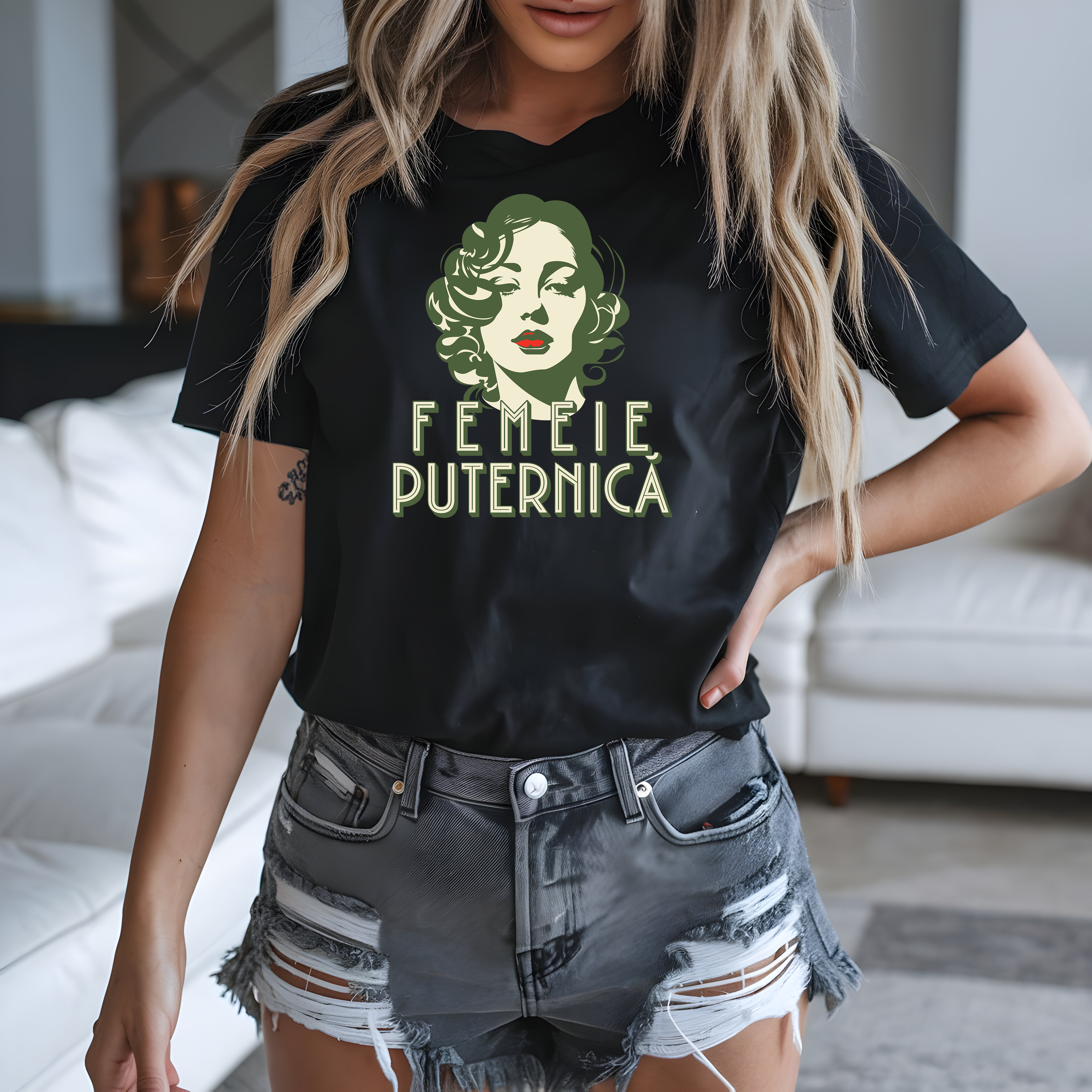 Tricou de damă din bumbac 100% – model Femeie puternica