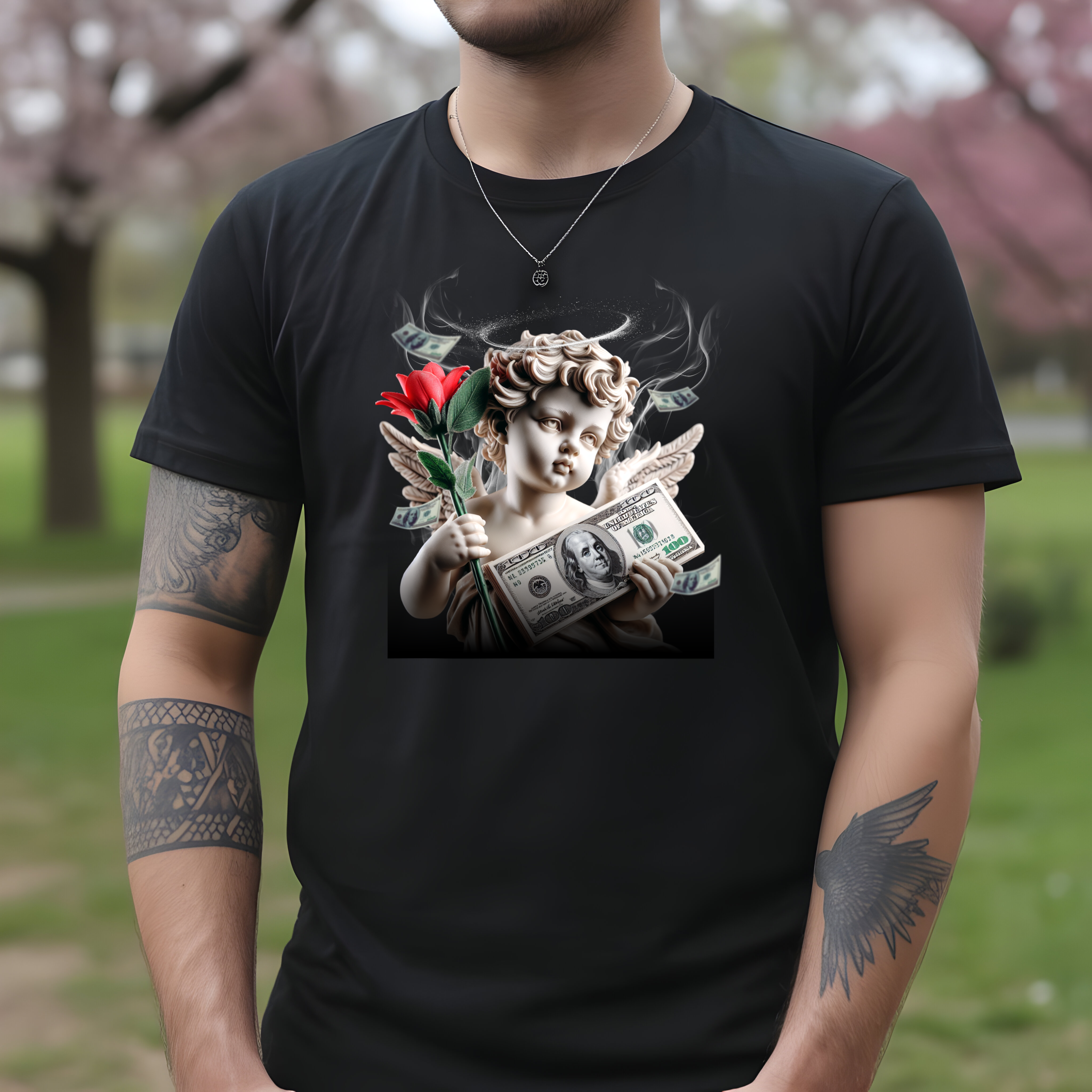Tricou bărbați bumbac 100% regular fit – model Angel Money